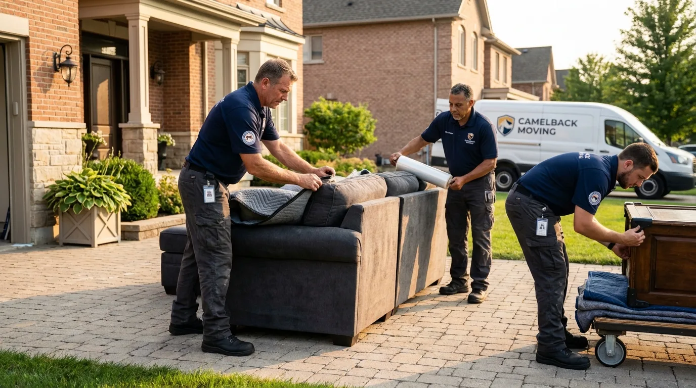 Large estate moving crew wrapping furniture in Coal Creek, CO