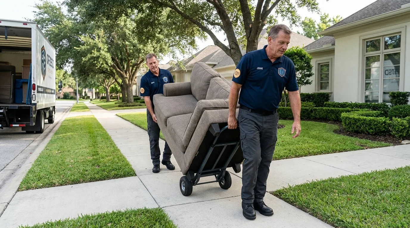 Local residential moving crew loading furniture in Coal Creek, CO