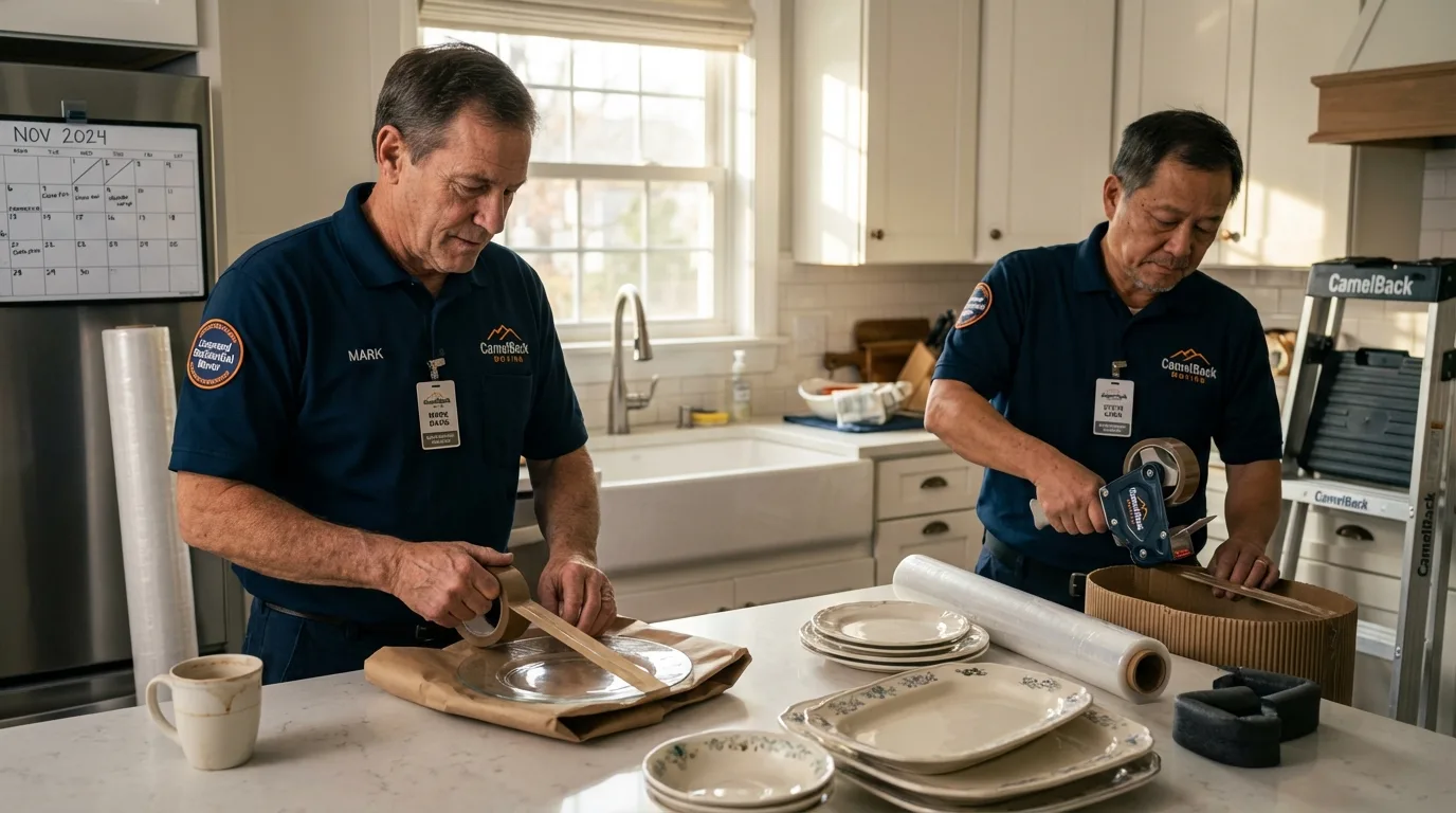 Professional crew packing kitchen dishware in Coal Creek, CO